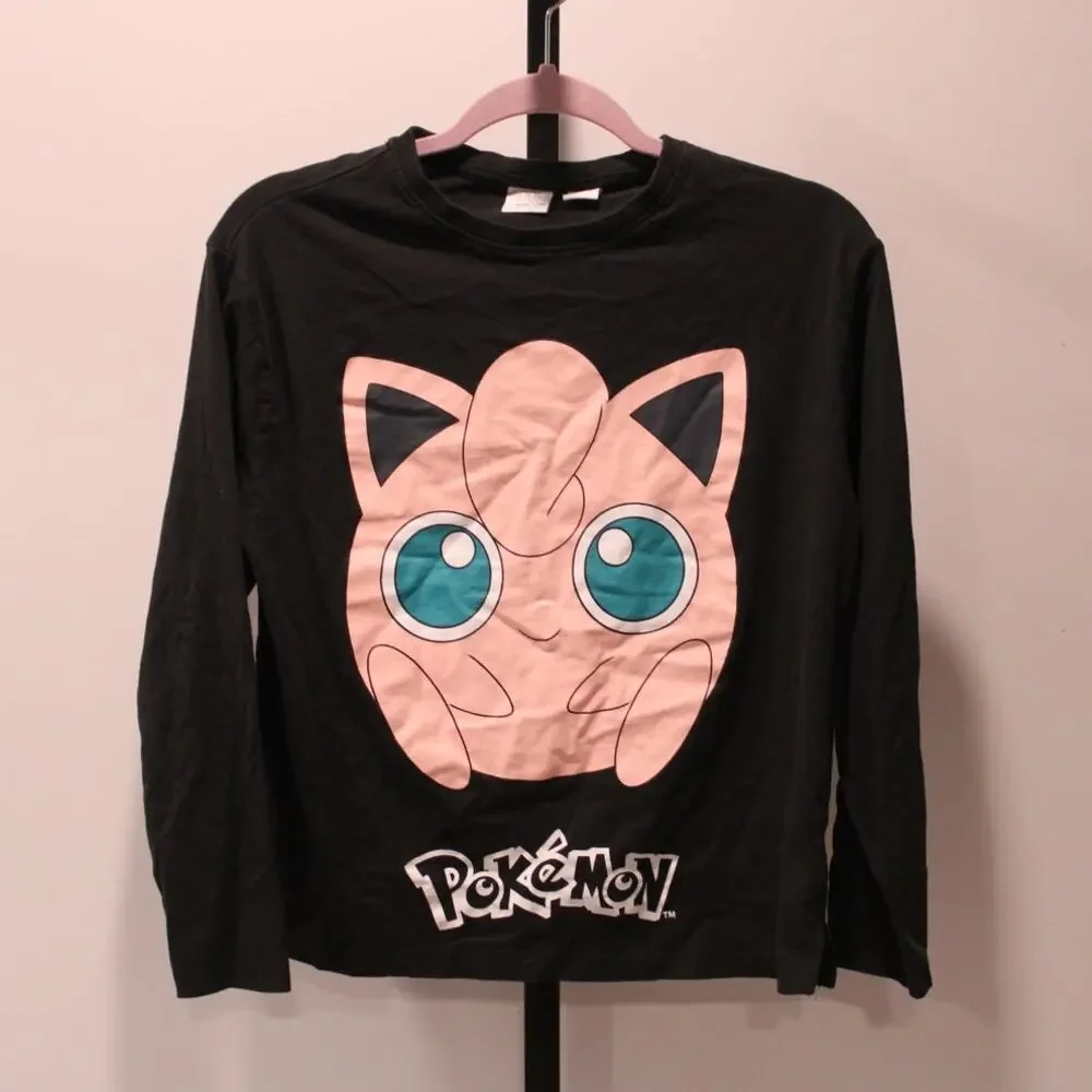 Zara Pokemon Jigglypuff‎ Long Sleeve T-Shirt Black 13-14 Unisex